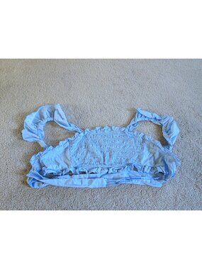 Altar'd State Baby Blue Ruffle Bikini Top Medium Womens Swimwear
